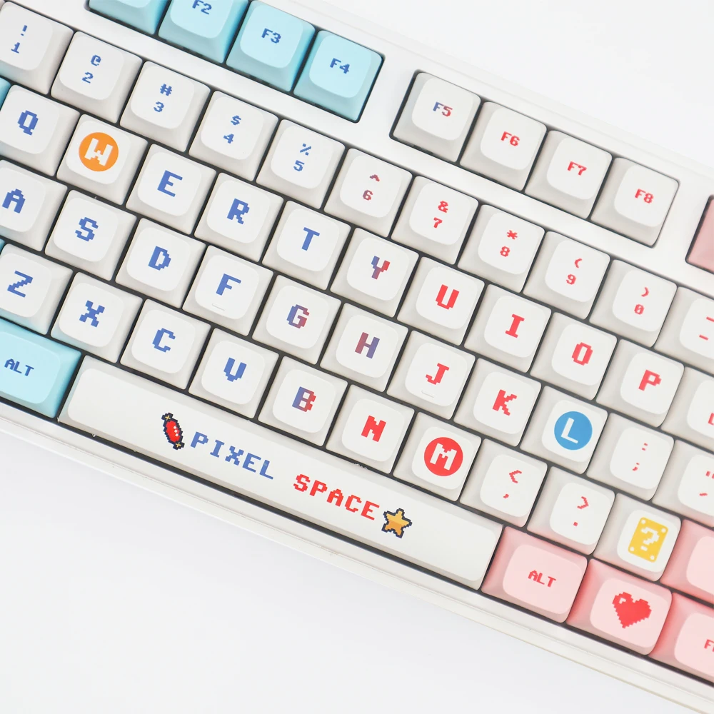 USLION-Capuchons de touches pour clavier mécanique, thème Pixel VAN, PBT, commutateur MX, profil XDA, sublimation de colorant, anglais, coréen, 124 prédire