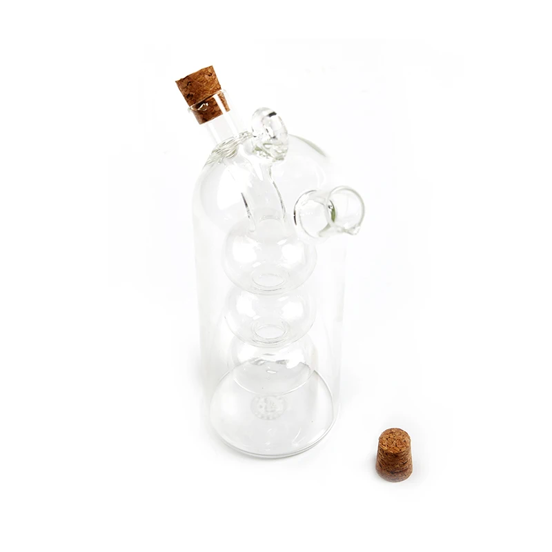 Double Layer 2 In 1 Vinegar Glass Bottle Seasoning Bottles Cork Transparent Glass Sealed Oil Jug Creative Kitchen Spice Bottle