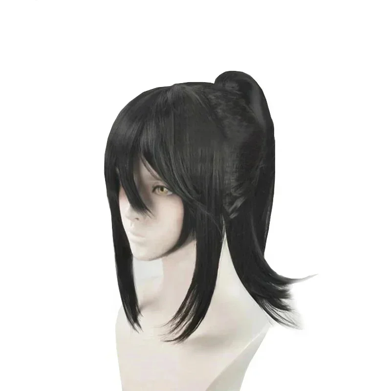 Games Yandere Simulator Ayano Aishi Cosplay hairwear Black Synthetic Removable Ponytail wig cap