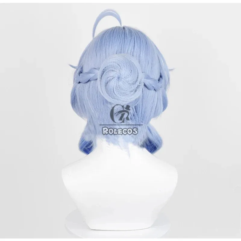 2025 yiyi ROLECOS Gioco Genshin Impact Lanterna Rite Parrucche Cosplay Ganyu 45 cm Lunghi Ondulati Sfumatura Blu Parrucca Resistente Al Calore Synt