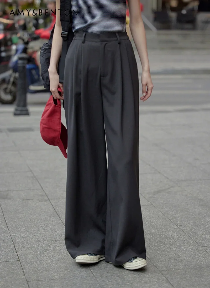 

Commuter Style Casual Suit Pants Women 2024 Autumn New Fashion High Waist Slim Wide Leg Pants High-end OL Loose Straight Pants