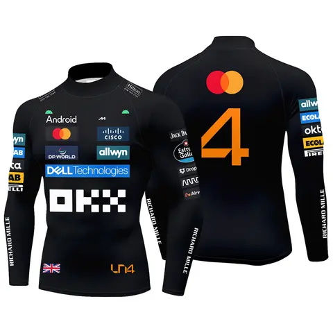 Men's Oscar Piastri 81 Mock Neck Compression Shirt Norris 4 Racing Fans Top Outdoor Sports Gym Quick Drying Long Sleeve T-shirt