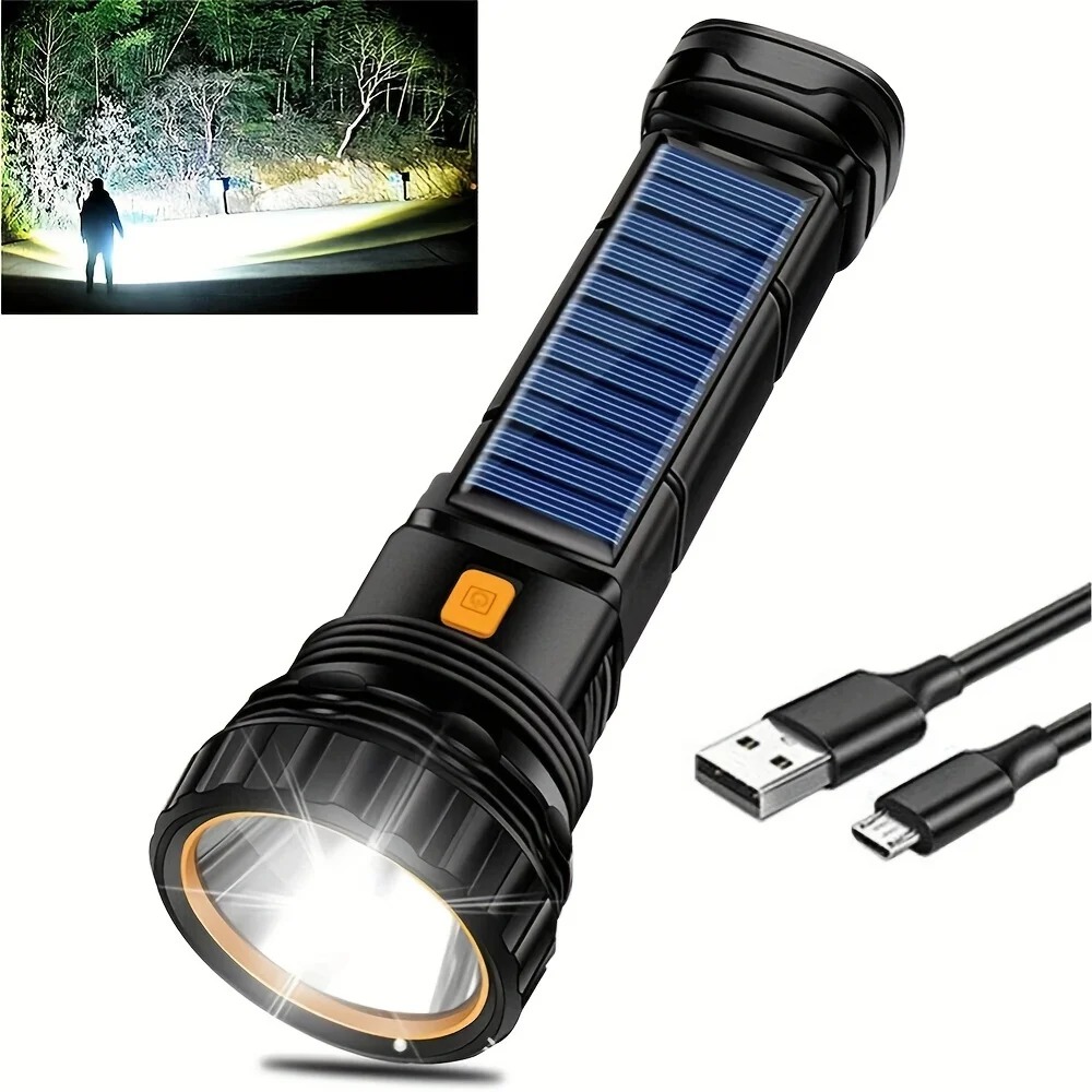 Imagem -04 - Impermeável Led Solar Lanterna Tática Acampamento ao ar Livre Luz de Emergência Bateria Recarregável Cob 1200mah 1pc