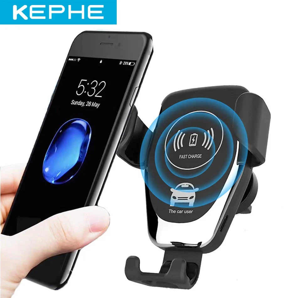 KEPHE 100W Car Fast Wireless Charger For iPhone 15 Plus XR 13 Max 14 Fast Wireless Car Charger For Samsung Galaxy S10 Plus S10