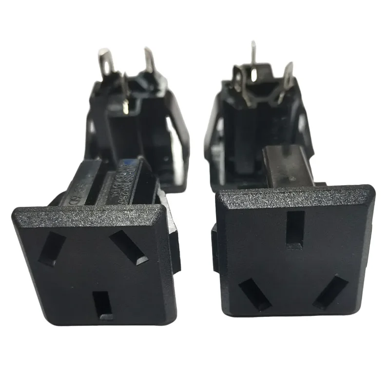 2PCS Black Chassis Female 3PIN AC AU Inline Socket Australia New Zealand Industrial Power Connector AC Power Socket