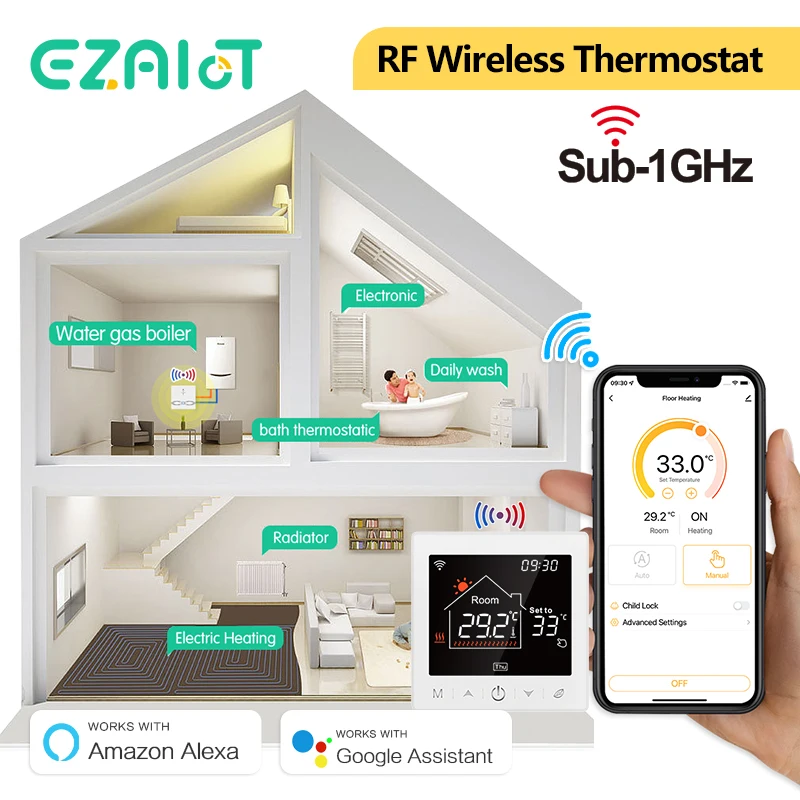 EZAIoT Warm Floor Thermostat Wireless WiFi Thermoregulator for Gas Boiler Heating Controller Tuya Smart Alexa Google Home