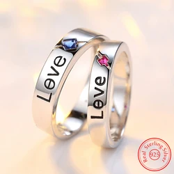 Real 925 Stelring Silver Man's Fashion Jewelry Couple Love Crystal Zircon Ring For Woman XY0384