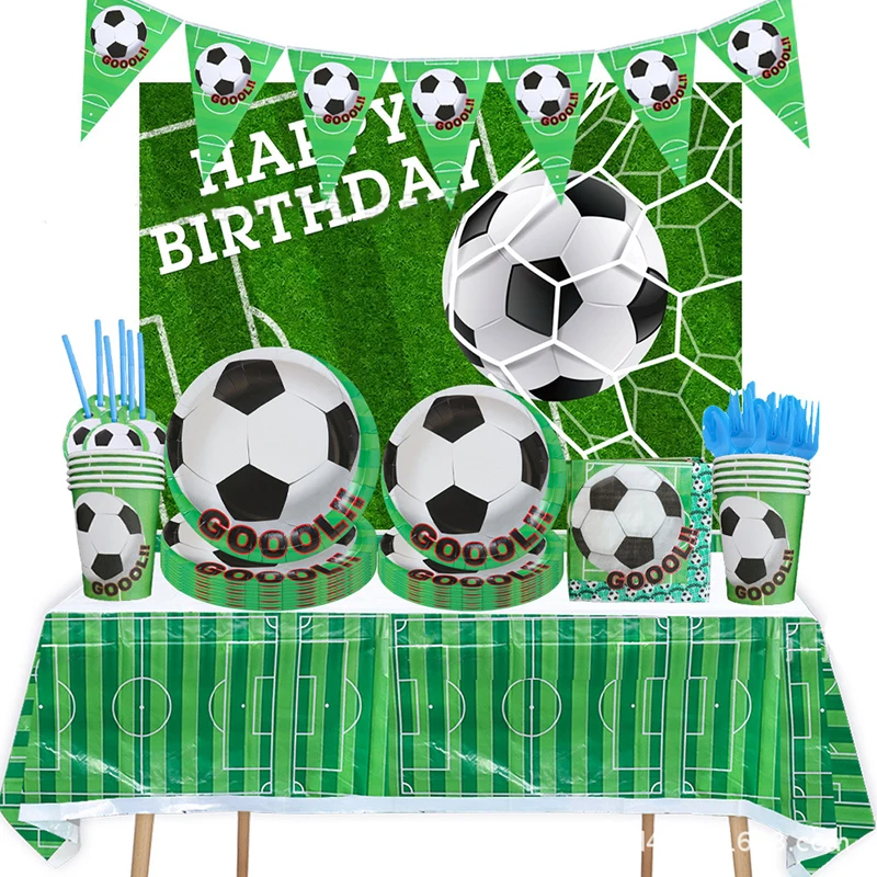 Football theme Party Tableware Soccer Plate Napkins Birthday Kids Favors Cartoon Cup Baby Shower Favor Boys Party Supplies Decor