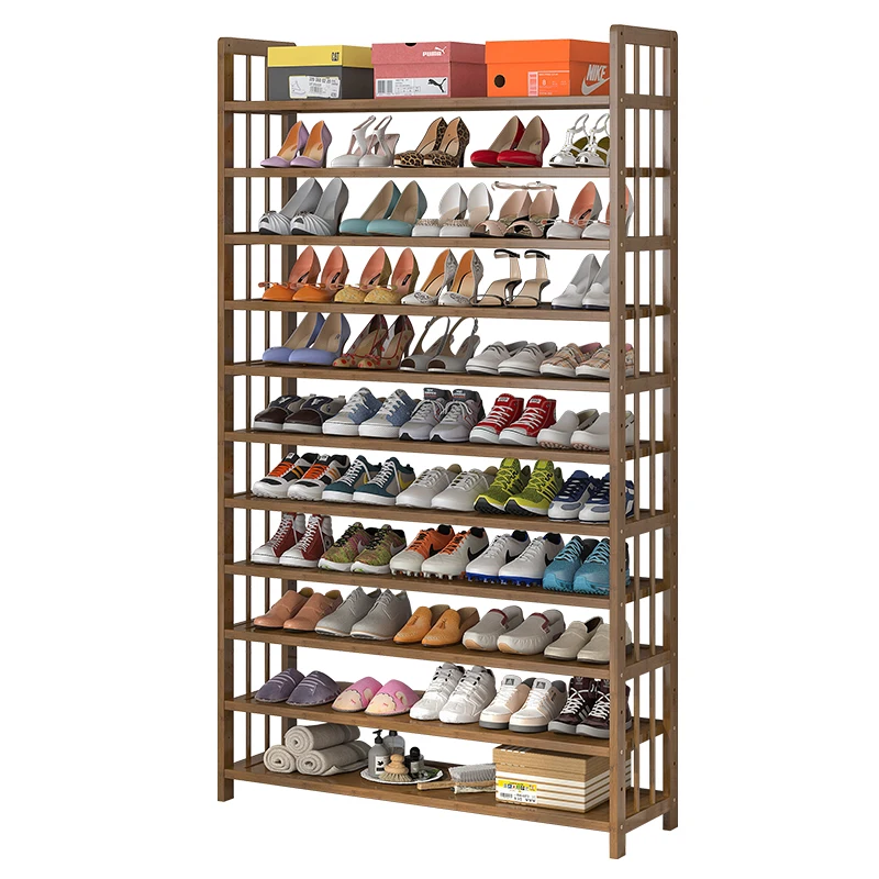 Shoe rack home doorway dustproof shoe cabinet economical solid wood storage bamboo shoe rack