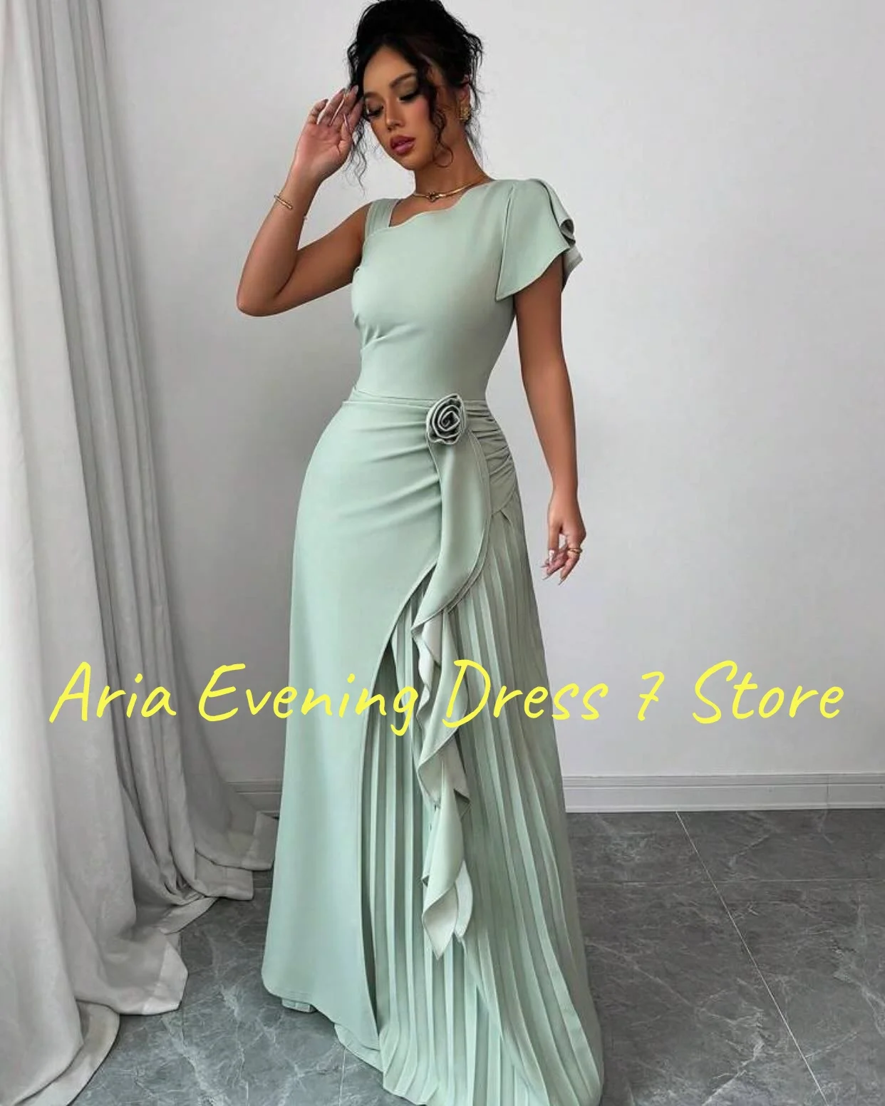 Customized High Quality Jersey 3D Flowers Evening Dresses Delicate V-Neck Celebrity Gowns Custom Size Bespoke Occasion Gowns