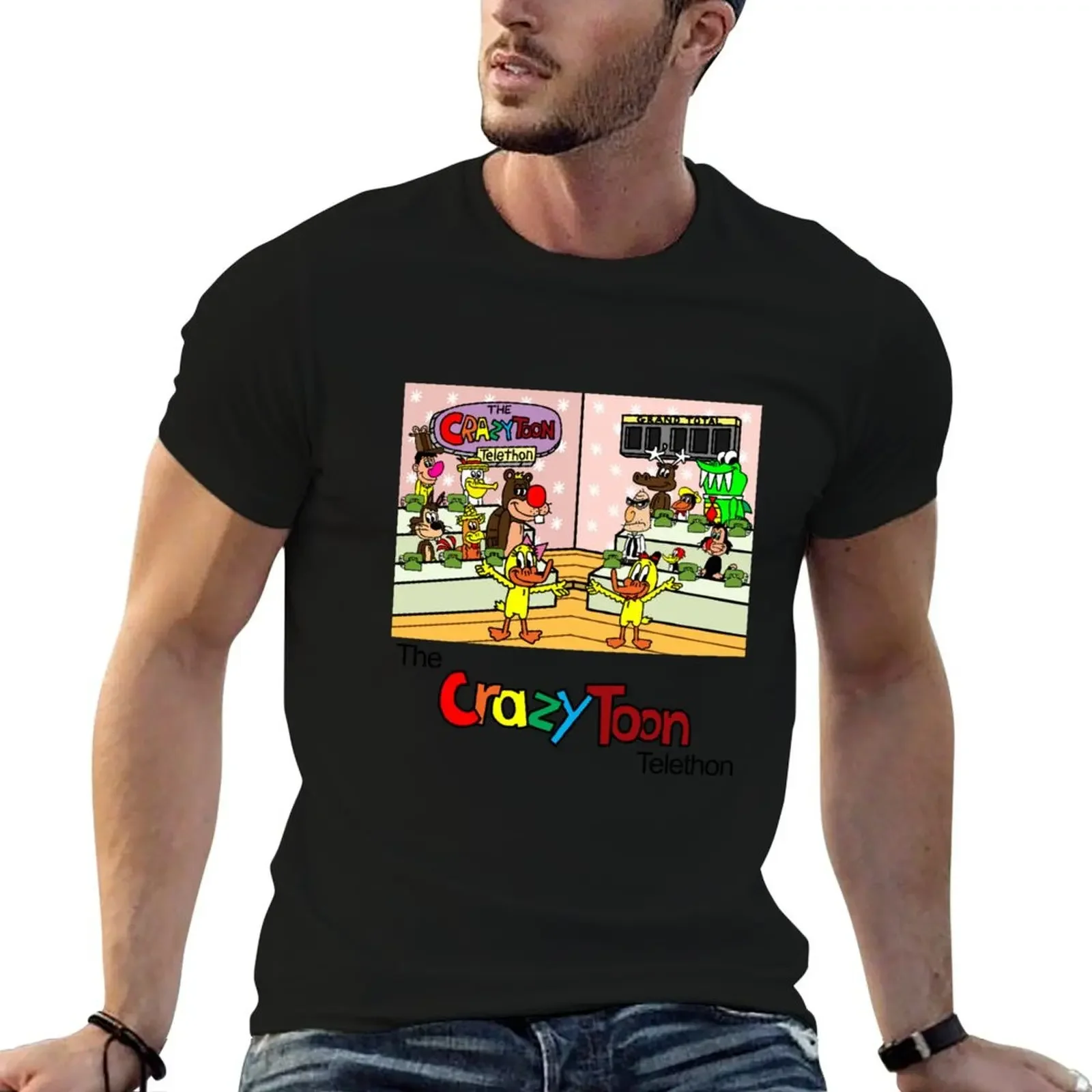 

The CrazyToon Telethon T-Shirt Man t-shirt anime figures vintage graphic tee mens workout shirts