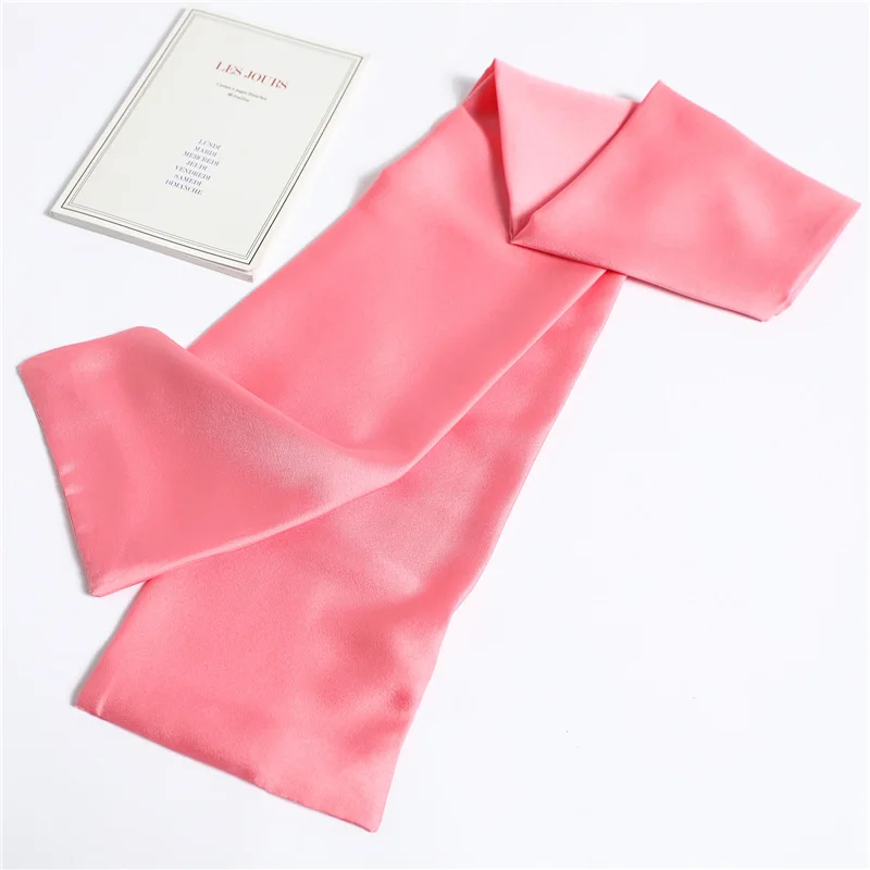 Roter, einfarbiger, langer Seidenschal für Damen, Haarschals, Seidensatin-Halstuch für Frauen, 14*145CM, Stirnbänder, schlichtes Taschenband, Damen-Accessoire – Detail 11