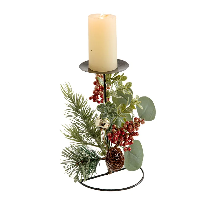 

Новый рождественский подсвечник из железной шишки, деревенский настольный центральный элемент для витрины, обеденного стола, праздничного декора
