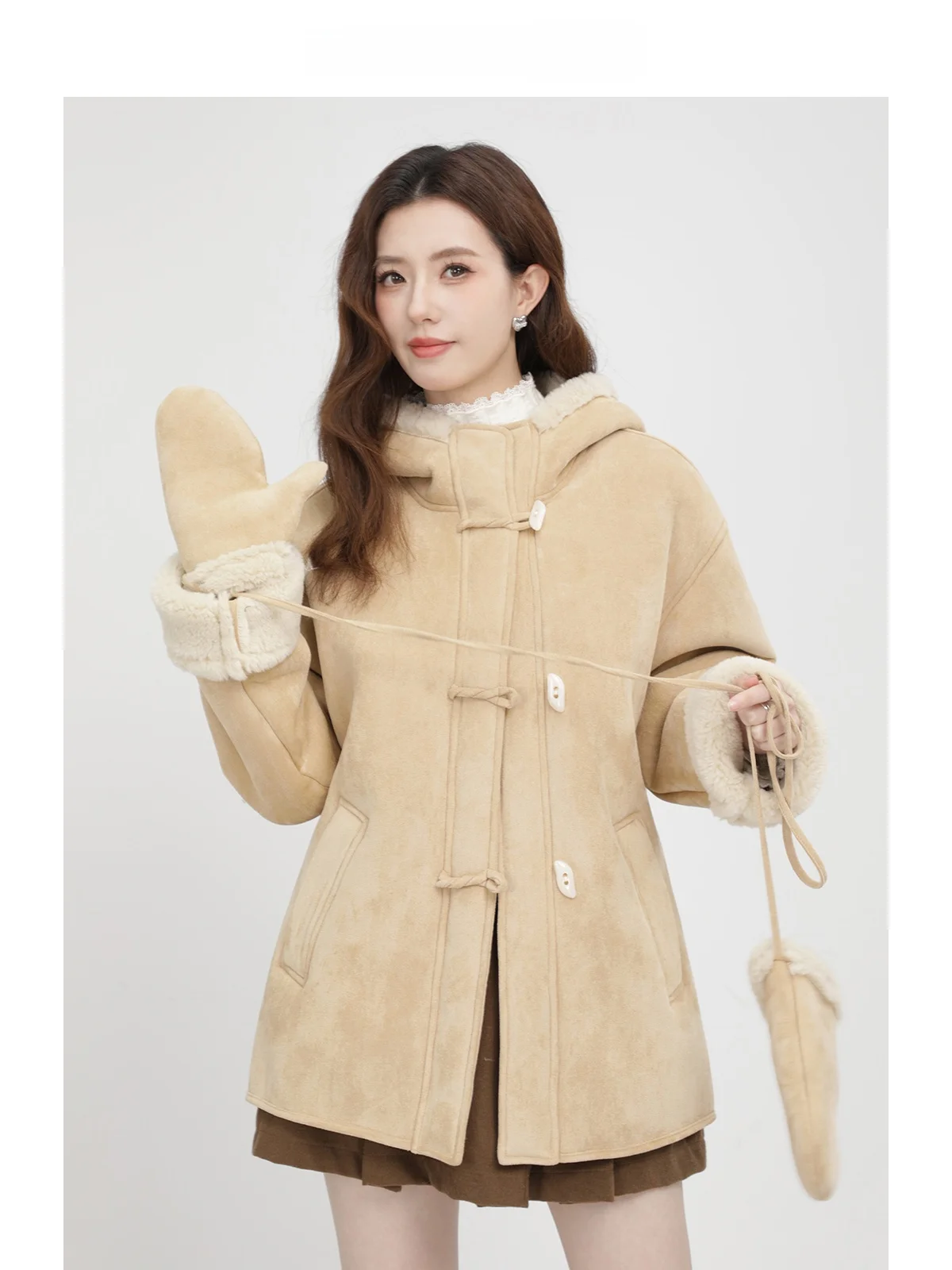 

Американская верхняя одежда из кожи и меха в стиле ретро, зимняя женская высококачественная свободная верхняя одежда из меха ягненка