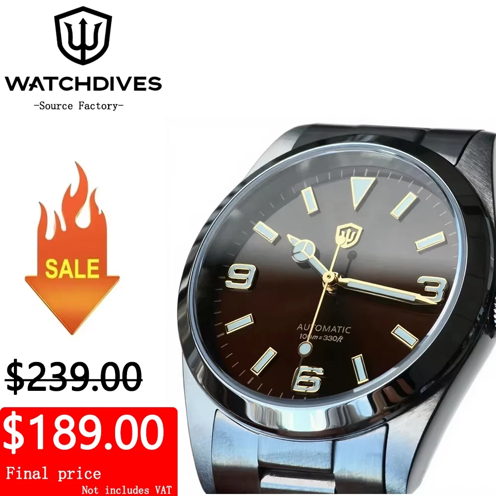 

Watchdives WD6610 Мужские часы Miyota 9015 Механические часы с сапфировым стеклом Водонепроницаемые наручные часы из нержавеющей стали 100 м