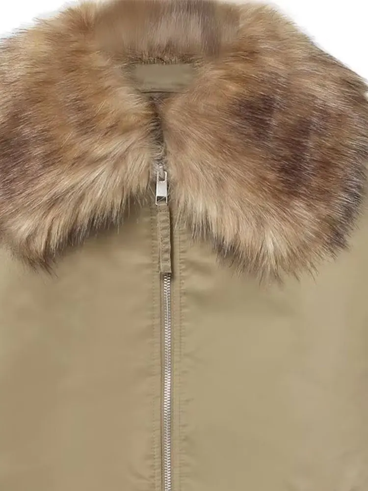 

NLZGMSJ женские куртки на хлопковой подкладке с длинными рукавами и карманами с меховым воротником и карманами пальто модная осенне-зимняя плотная теплая верхняя одежда