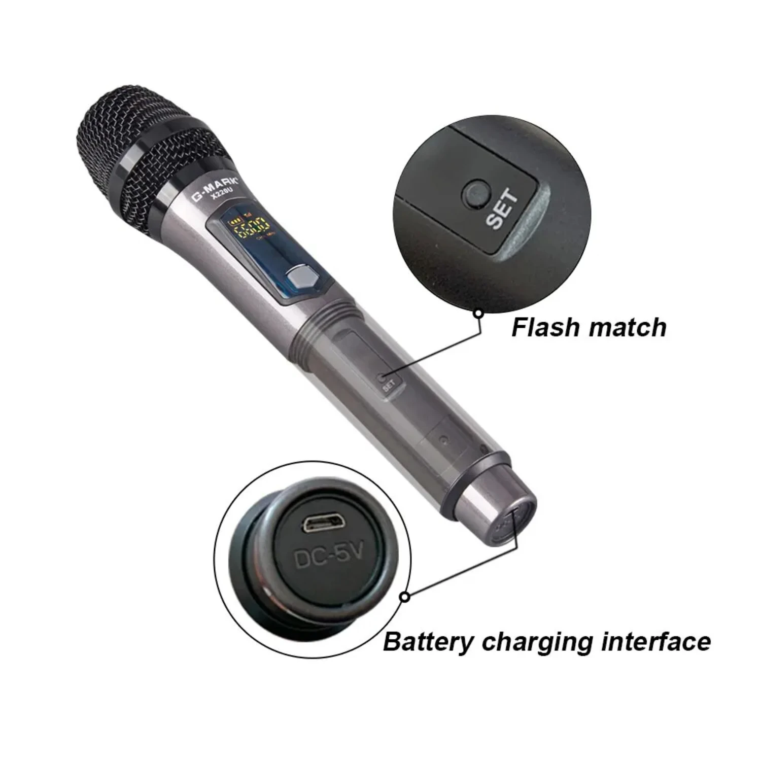 Wireless Microphone  X220U UHF Recording Karaoke Mic With Rechargeable Lithium Battery Receiver Work 5 Hours  Speaker