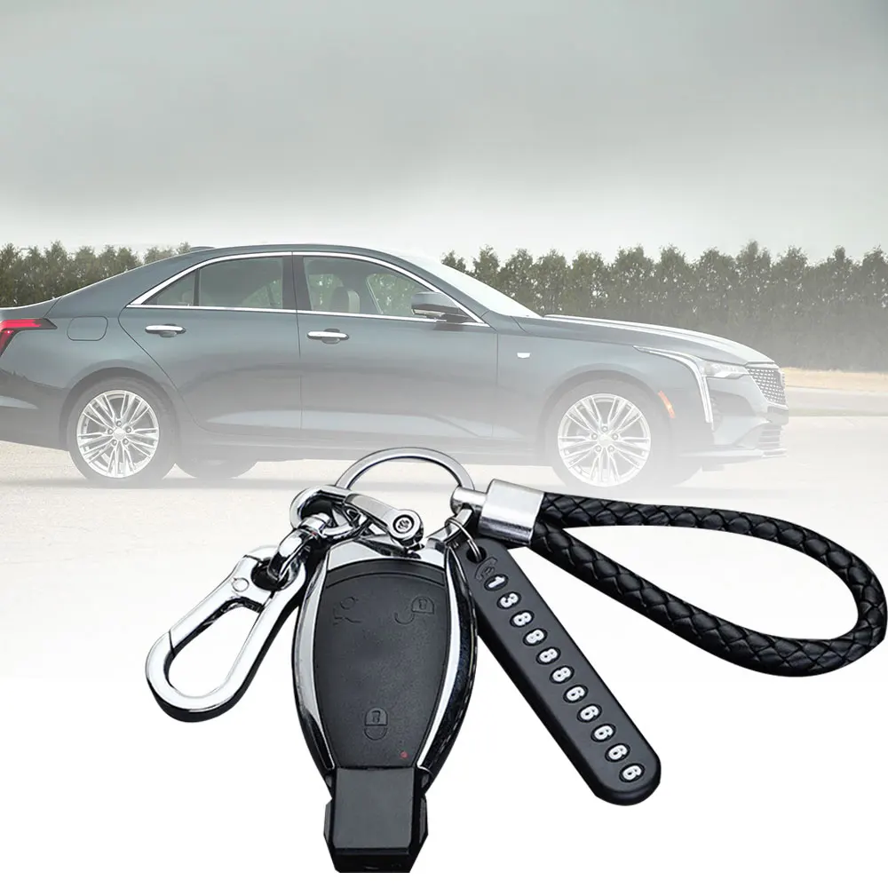 

1Set Car Key Rings Pendant Metal Keychain Phone Number Plate Lock Anti-lost Key Chain Auto Vehicle Car Interior Accessories