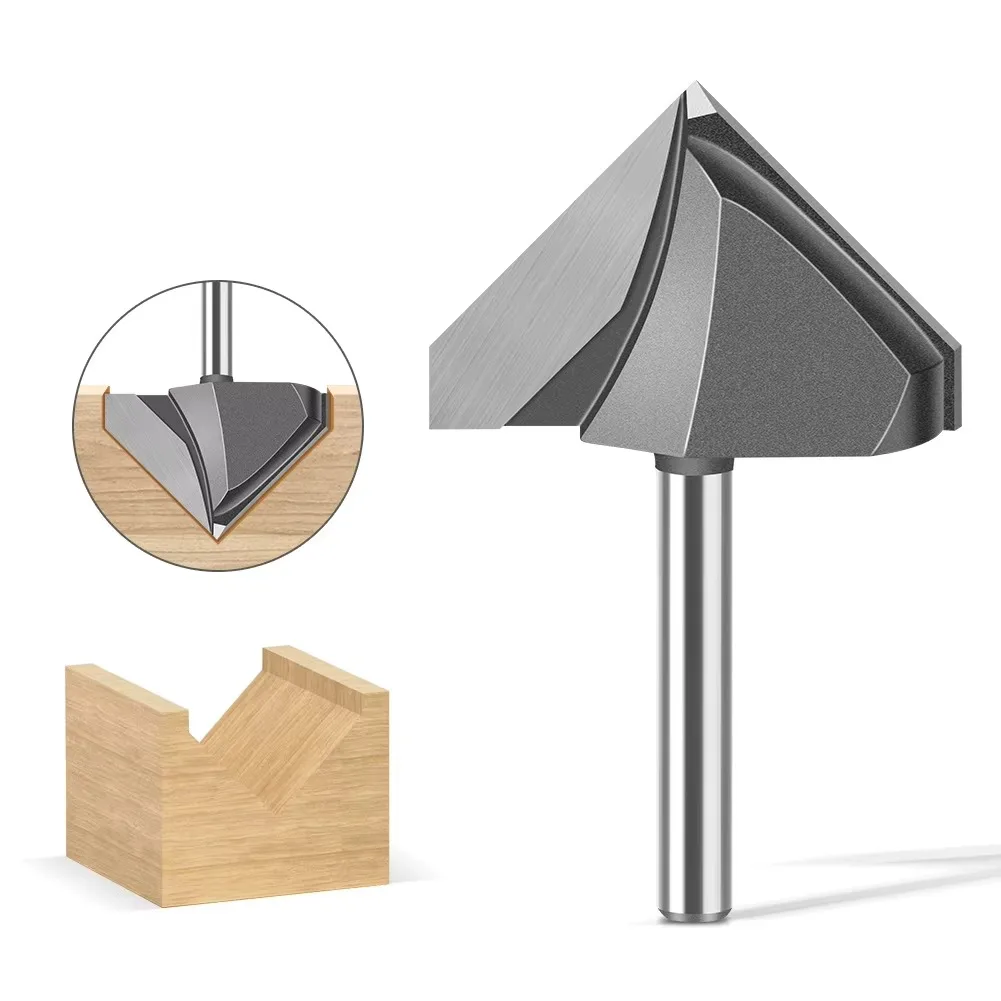 

1 шт., 6 мм, 1/4 дюйма, хвостовик 90 градусов, V-образный резак, деревообрабатывающий фрезерный станок, обрезной станок, резак, настенный фрезерный станок, деревообрабатывающие инструменты