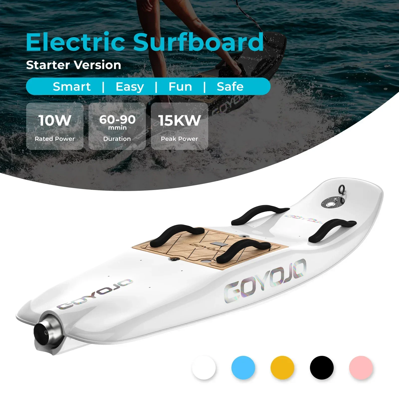 GOYOJO Electric Surfboard Carbon Fiber Jet Surf Board Seaside Outdoor Sports 10KW 55KM/H Customizable Logo Wood Ocean Waters