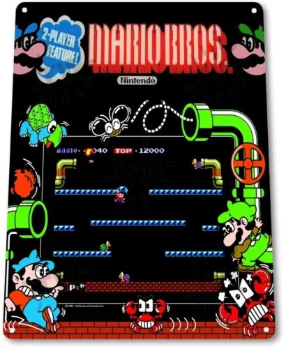 Mario-Bros Classic Arcade Marquee sala giochi Man Cave Wall Decor Metal Tin Sign