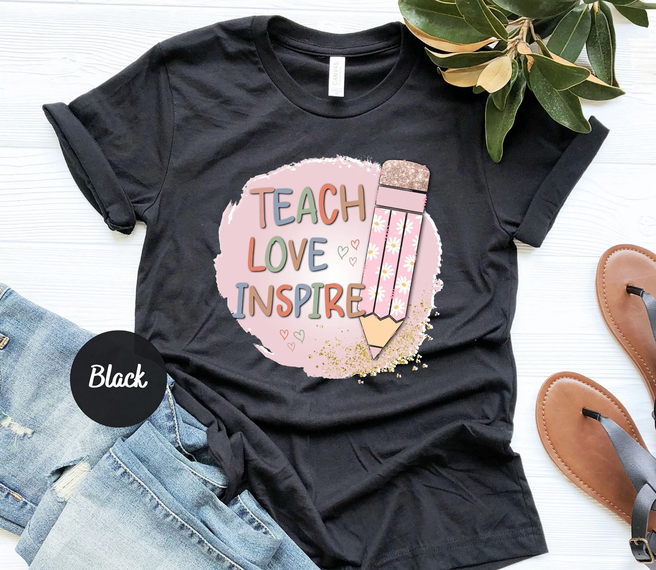 Teach Love Inspire T Shirt Teacher Elementary School Preschool Teaching is a Work of Heart