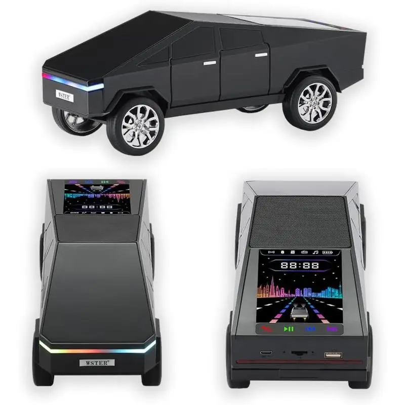 

WS-580 Cybertruck Pickup Bluetooth Speaker Portable Big Screen LED Light TWS FM USB Mic Hands Free Car Decor Gift for Car Lovers