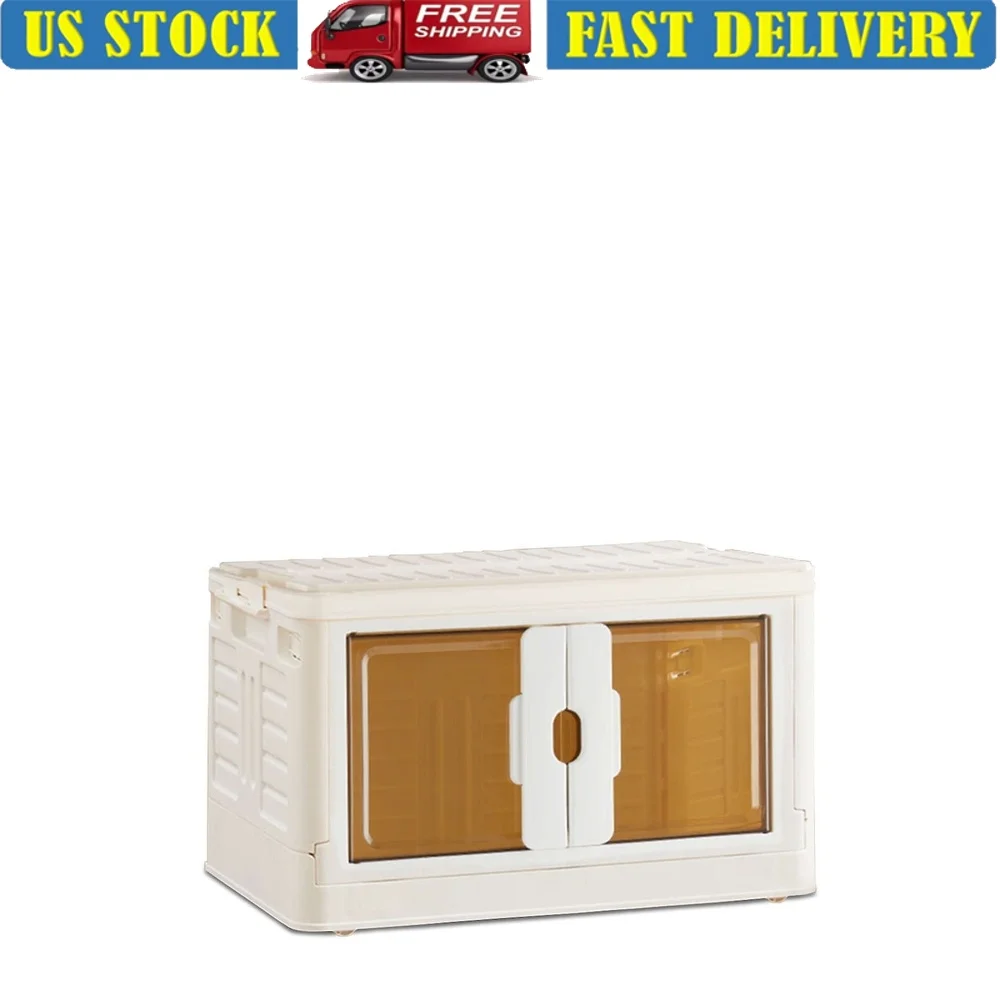 

Stackable Storage Bins with Lids Portable Lockable Organizer Boxes with Wheels Doors Foldable Durable Plastic 80QT