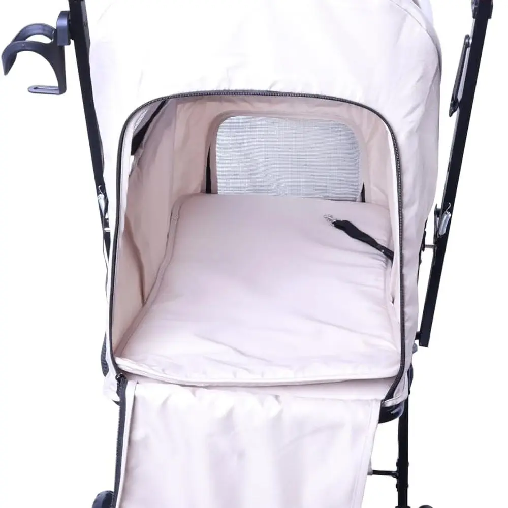 4-Wheel Pet Stroller for Cats & Dogs, Holds Up to 33 lbs, Khaki