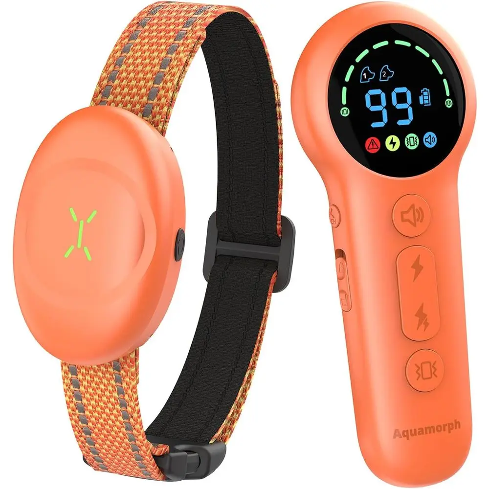 

Dog Shock Collar Neoprene Padded Training E Collar 1600T Remote Control 5-120 lbs Dogs IPX7 Waterproof Orange