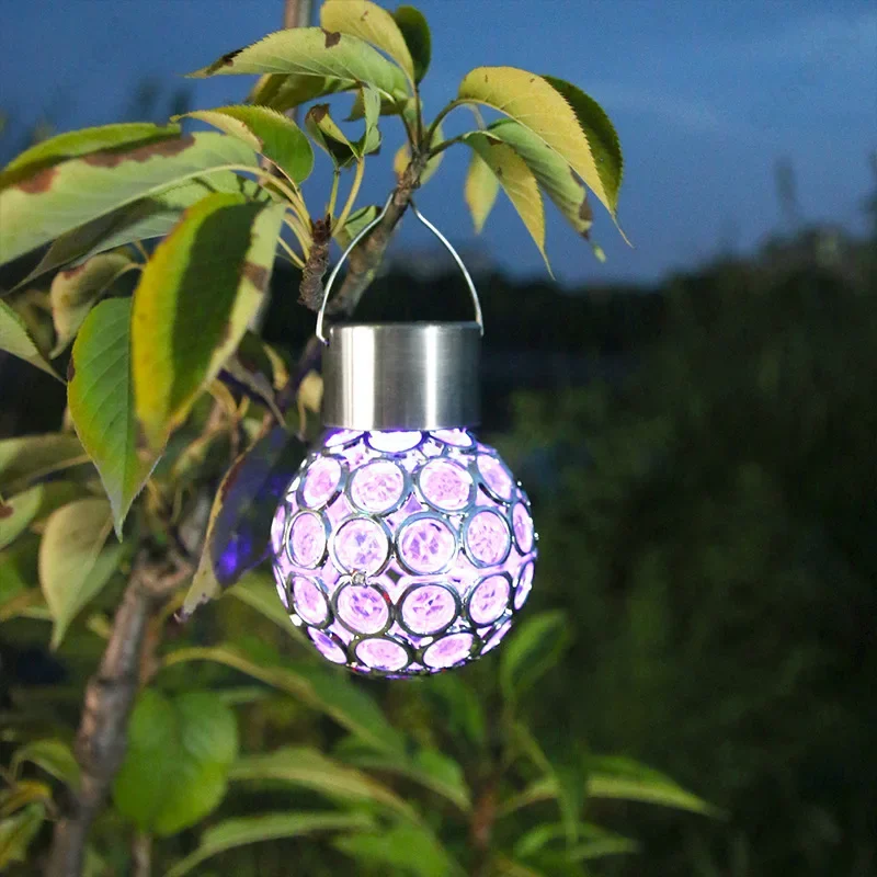 New LED Solar Hollow Pendant Light for Outdoor Waterproof Courtyard Garden Lawn Decoration Atmosphere Lighting