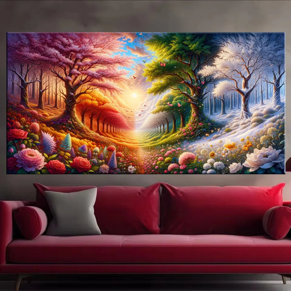 DIY 5D Diamond Painting four seasons,spring,summer,autumn Landscape New 2024 Full Mosaic Diamond Embroidery Sale Large Size