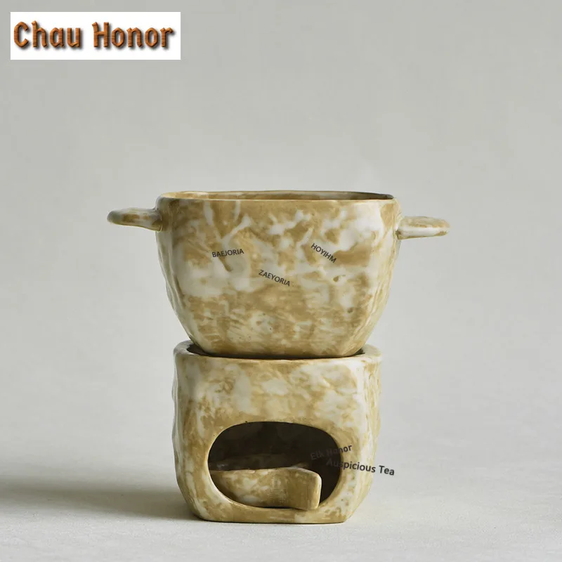 Creative Pre-meal Tea Warmer Stove Stoneware Tableware, Hot Dish Bowl For One Person, Handmade Ceramic Stove Double-ear Bowl