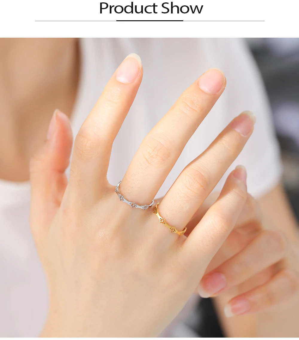 Cooltime Tier Hund Pfote Knochen verstellbare Ringe für Frauen Edelstahl offene Fingerringe Schmuck Anillos Mujer – Detail 6