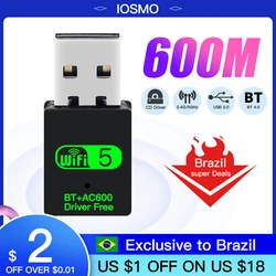 600Mbps BT 4.0 Dual Band 2.4G/5Ghz Mini USB Wlan Wifi Wireless Adapter Dongle Network Card 802.11AC For PC Laptop Windows 7/8/10