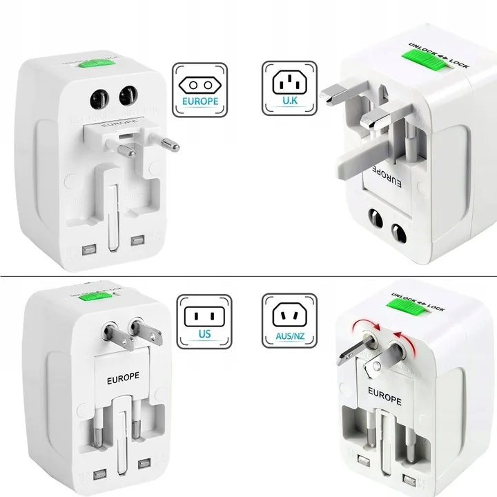 Universal Travel Plug Adapter All-in-one International World Travel AC Power Converter Plug Adaptor Socket Eu Uk Us Au