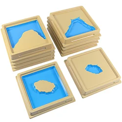 Montessori Land and Water Form Trays Plastic Materials Kids Geography Toys for Baby Learning Tools Preschool Education Equipment