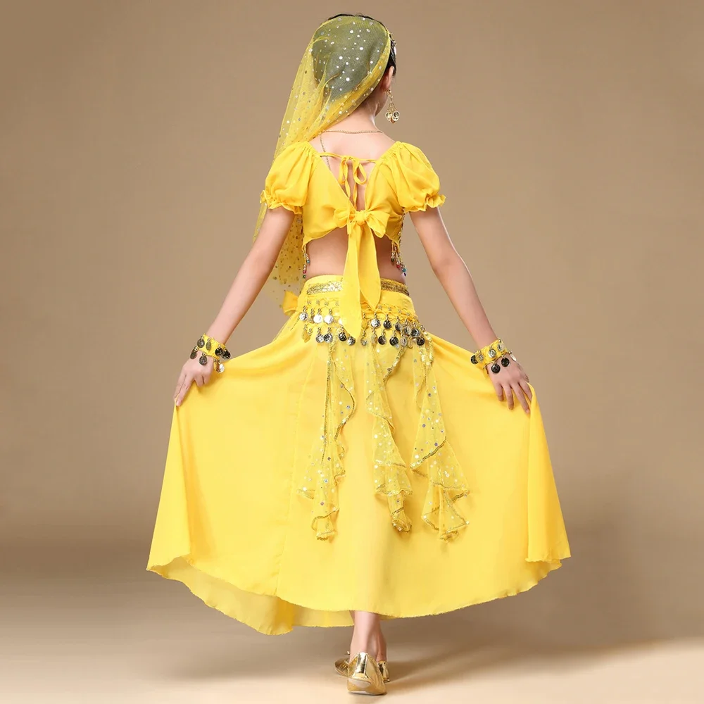 الرقص الشرقي زي الرقص الشرقي الأطفال الرقص الشرقي مجموعة أطفال فتاة بوليوود الهند الرقص ممارسة أداء الملابس 6 قطعة/المجموعة