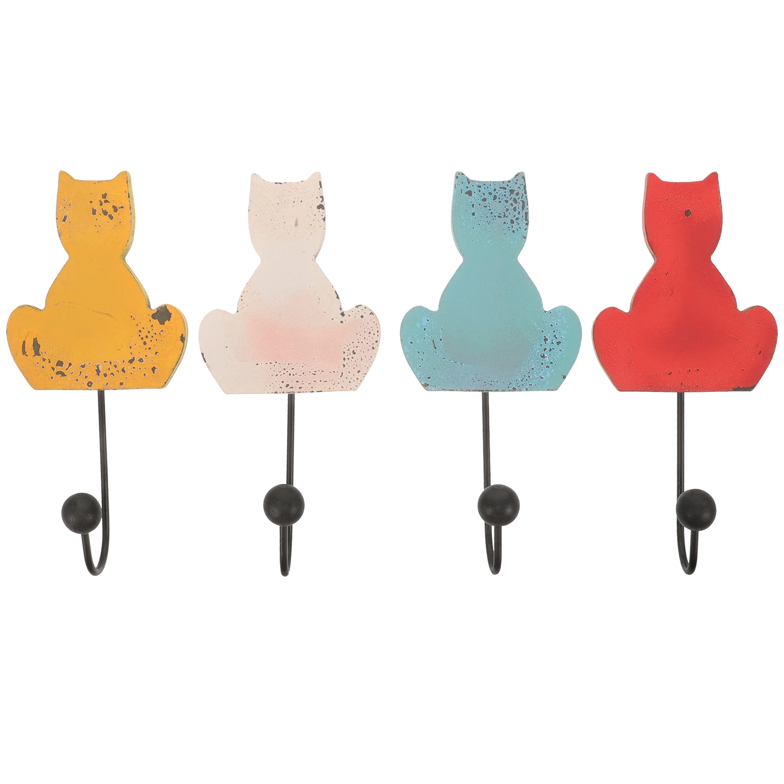 

4 Pcs Cat Coat Hooks Vintage Kitten Clothes Rack for Hanging Towels Wall Key Hanger