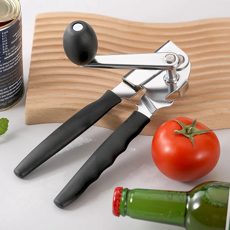Manual Can Opener Heavy Duty Commercial Bottle Can Openers with Magnet Handheld Smooth Edge Stainless Steel Opener for Kitchen