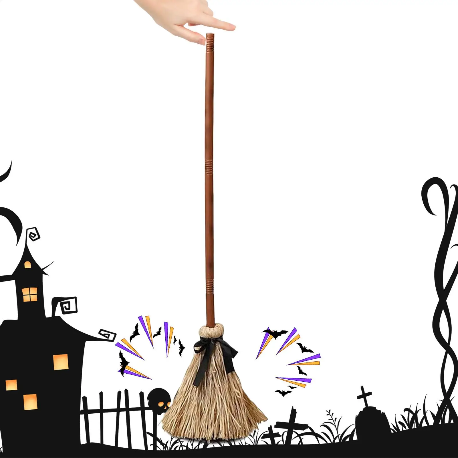 Halloween Moving Witch Broom Animated Witch Broom With Motion Sensor Scary Sounds Animated Broom Haunted House Decoration Props
