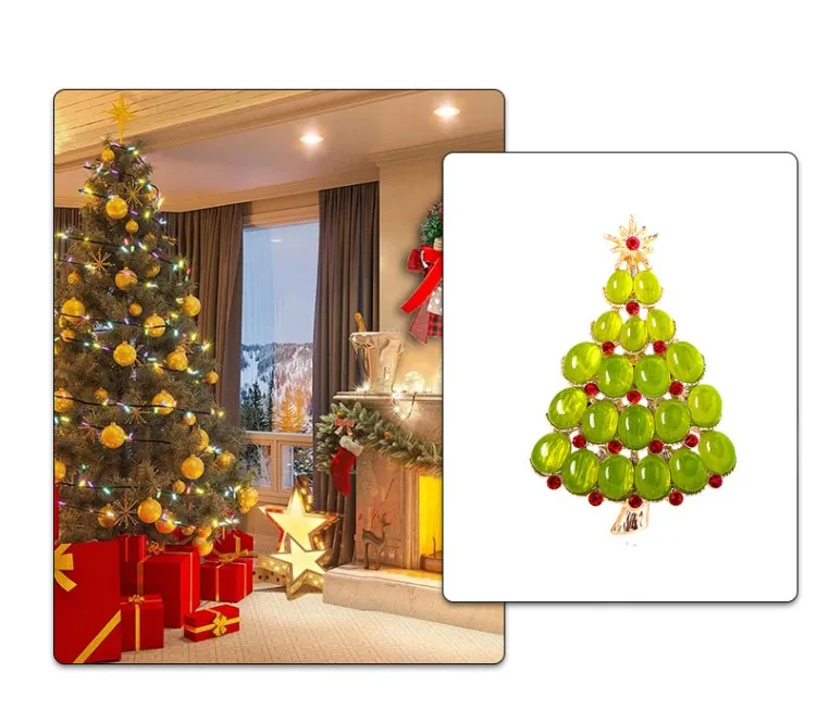 New alloy diamond studded Christmas brooch for women's fashion, holiday parties, gift giving and accessories
