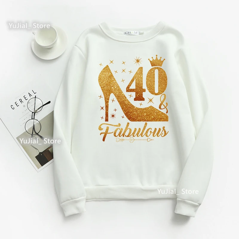 

fashion This Queen Makes 40th Look Fabulous Graphic Print Sweatshirt Women Pink Crown Hoodies Femme Birthday Gift Jumper Clothes