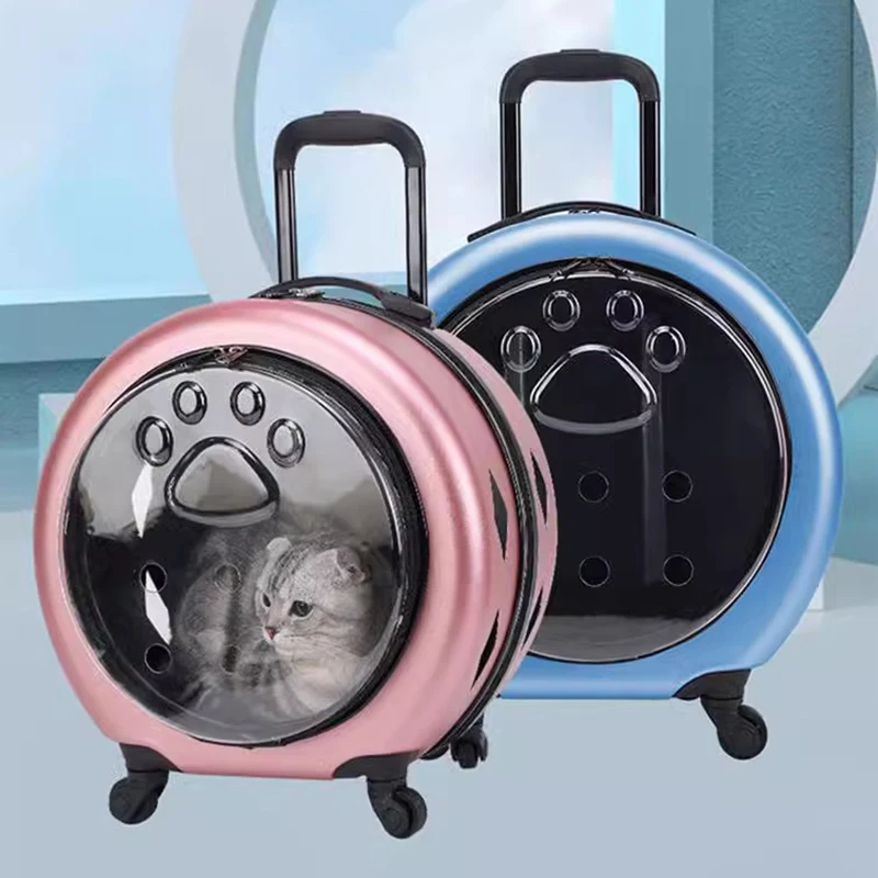 

Portable Cat Carrying Bags Large Capacity Pet Carriers Backpack Travel Cats Carry Handbag with Wheel Pets Carriers Trolley Case