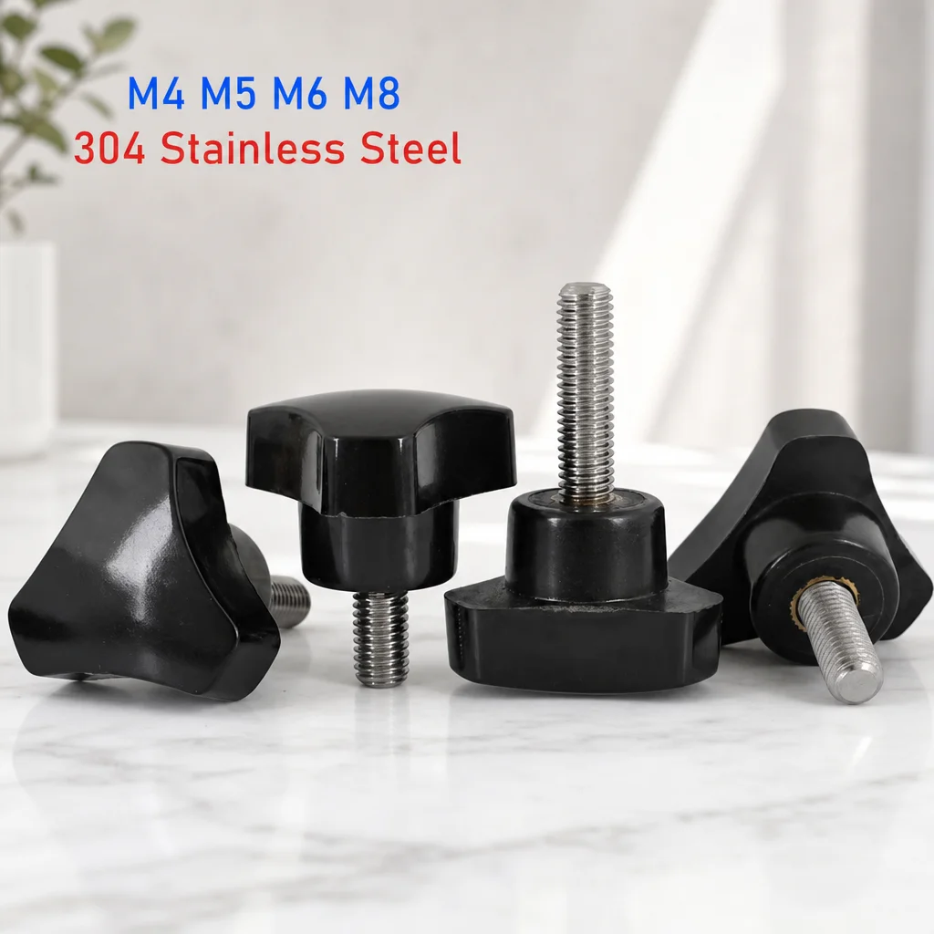 

Yiqianyuan M4 M5 M6 M8 304 Stainless Steel Triangle Handle Hand Screw Bakelite Arc Knob Rotating Rubber Head Bolt