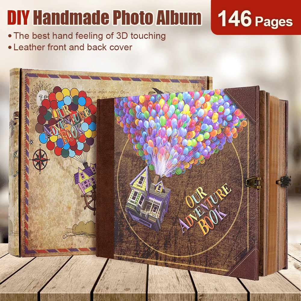 146-seitiges DIY handgemachtes Fotoalbum, Sammelalbum, unser Abenteuerbuch, Retro-Kraftalbum, Jahrestag, Hochzeit, Erinnerung, Muttertagsgeschenk