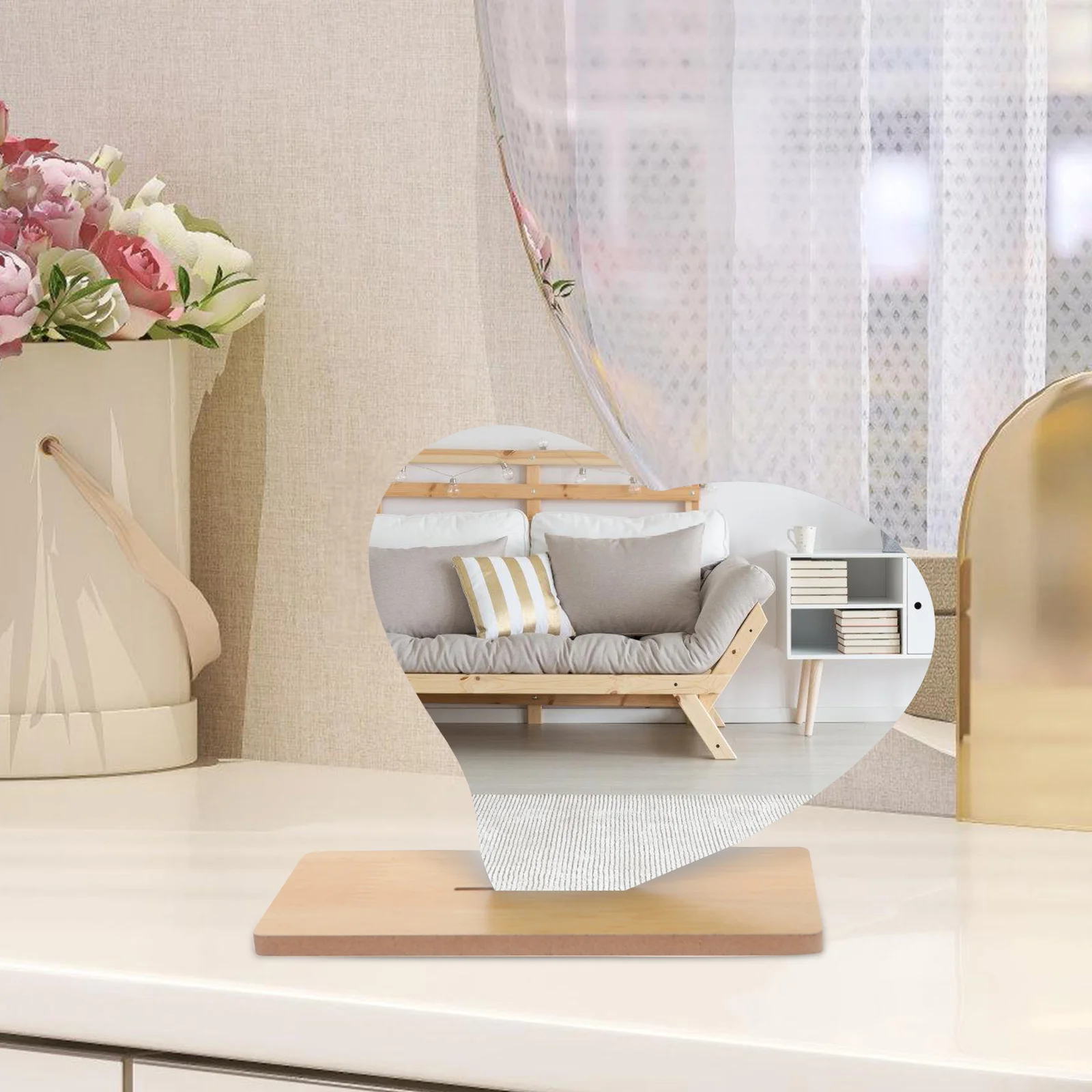 1Set Hart Esthetische Spiegel Onregelmatige Acryl Make-up Kaptafel Decoratieve Lichtgewicht Draagbare Clear View Acryl Spiegel