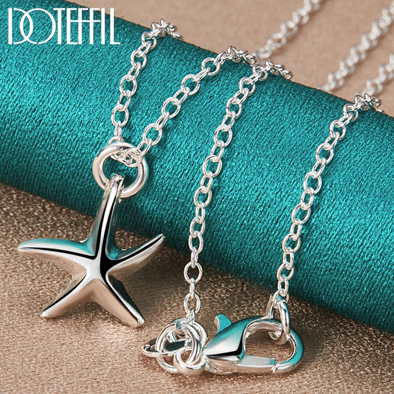 

DOTEFFIL 925 Sterling Silver Starfish Pendant Necklace 18-30 Inch Chain For Women Wedding Engagement Fashion Charm Jewelry