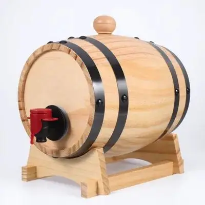 

Oak Wine Barrel 1L Wooden Mini Whiskey Barrel Beer Dispenser Spigot Stand Bar Decor Oak Barrels for Aging Whiskey