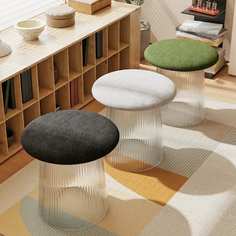 

Ottoman storage stool Vanity chair stool Living room space saving furniture Modern Transparent round stool Portable step stools